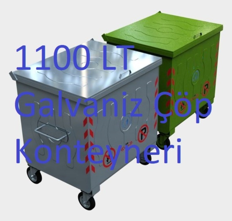 1100 LT Galvaniz Çöp Konteyneri -MÇK - 1100